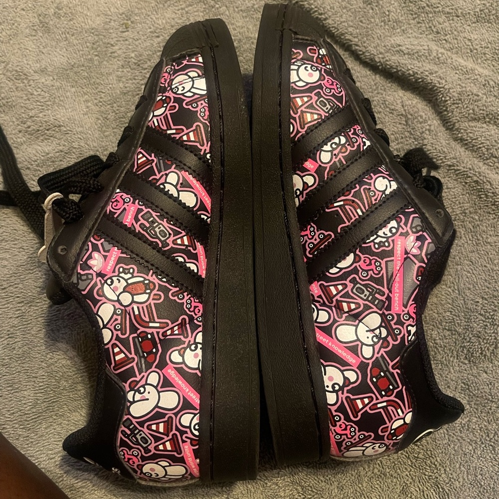 adidas Black and Pink Kids Sneakers